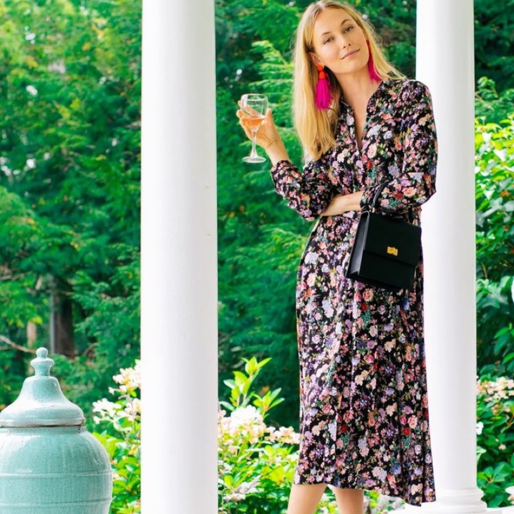 GORGEOUS tuckernuck long sleeve midi floral dress with pockets